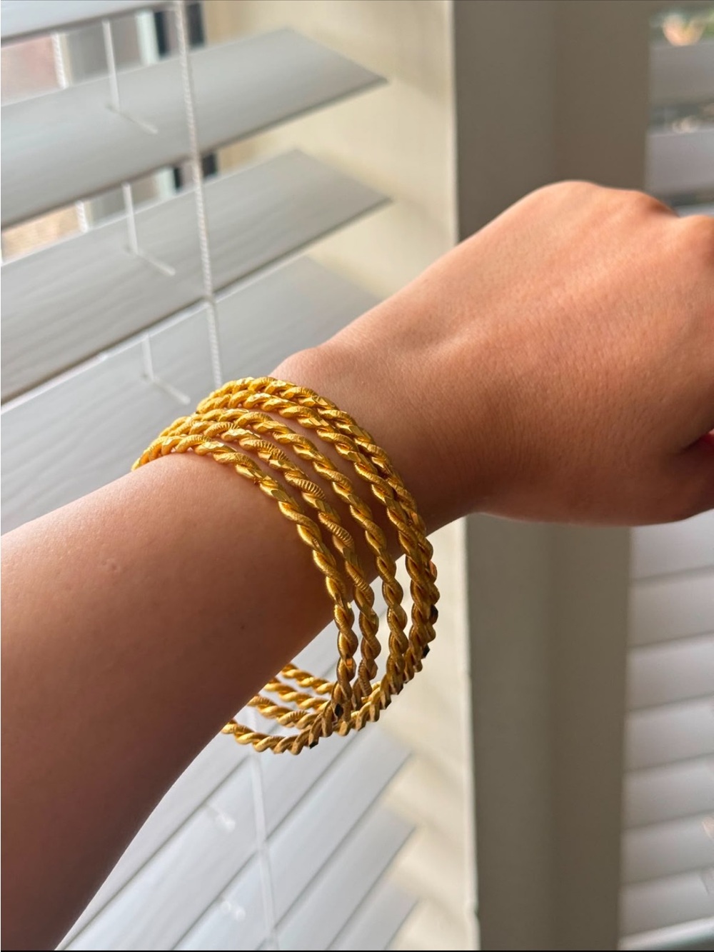 18K Gold plated-Tone Twisted Rope Bangle Set - Women Jewelry